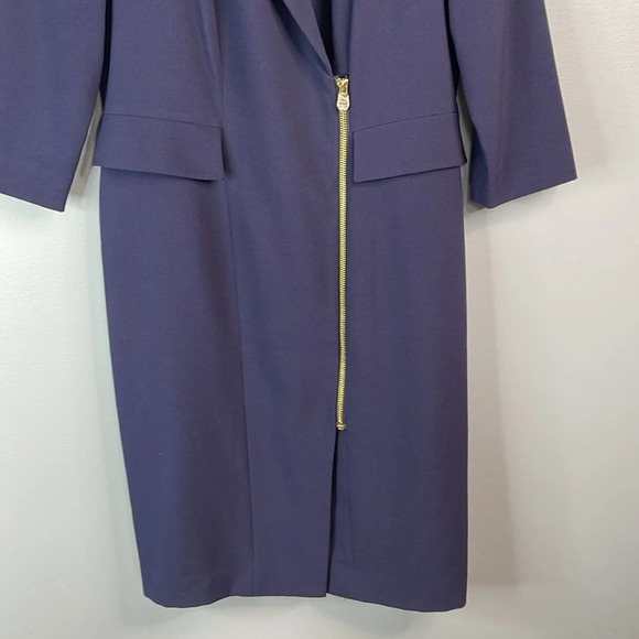 Calvin Klein NWOT Blazer Style Dress Navy Exposed Side Zipper Faux Pockets 8 - Picture 4 of 9